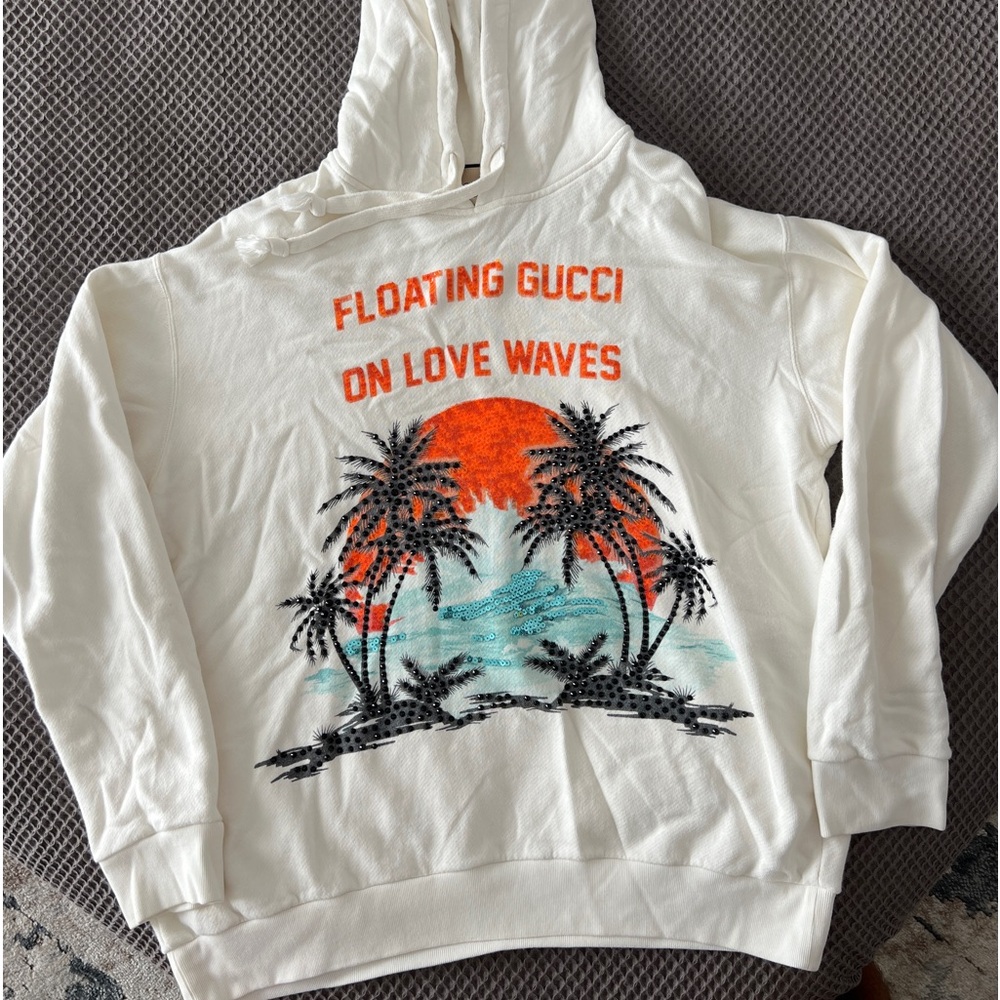 CRYSTAL-EMBELLISHED COTTON HOODIE IN WHITE